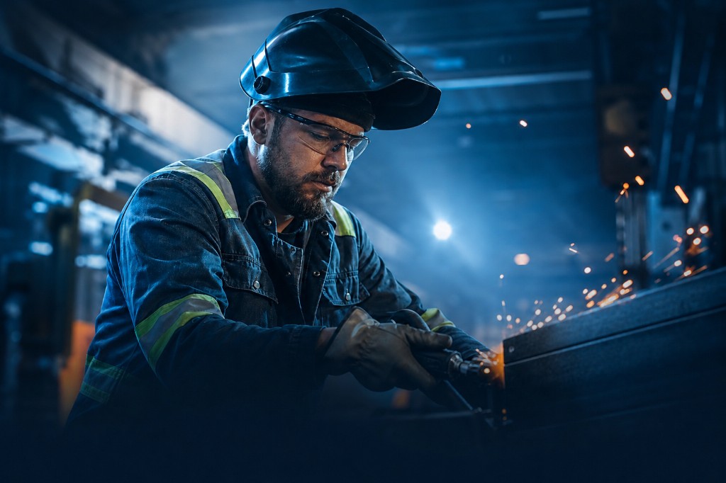 A focused 10X Workforce skilled-trades welder at work